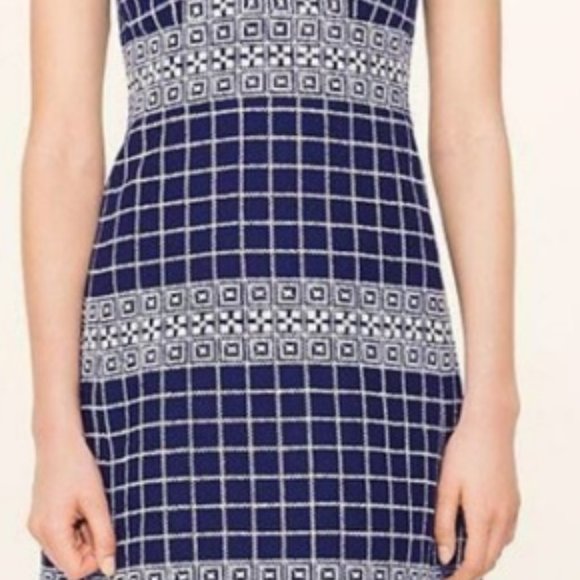 TORY BURCH Fringe Embroidered Sleeveless V-Neck Tweed Dress NWT - Picture 8 of 11